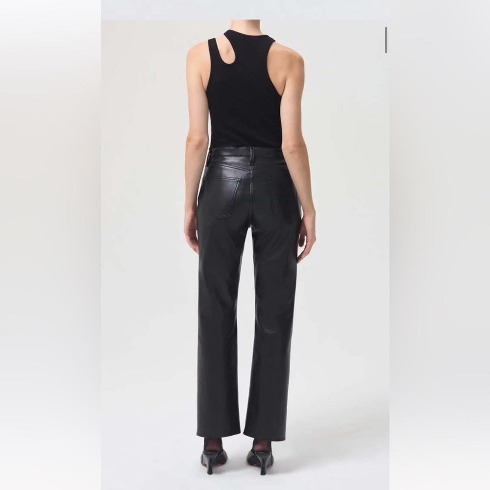AGOLDE RECYCLED BLACK LEATHER MID RISE RELAXED BOOT PANTS SIZE 26 - Picture 2 of 9